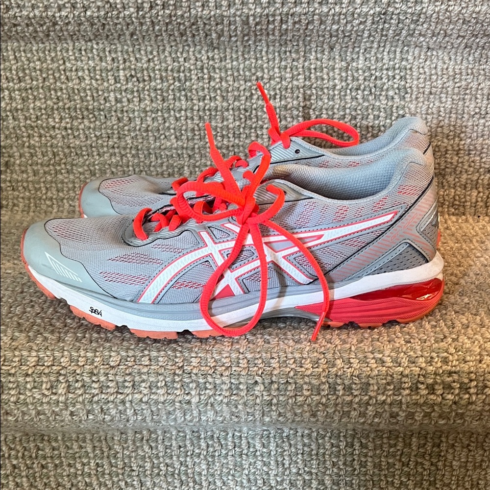 ASICS Gray and Orange Running Shoes